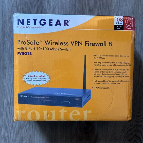 Netgear ProSafe Wireless 8-Port VPN Firewall FVS318 10/100 Mbps Switch Open Box - Picture 1 of 10